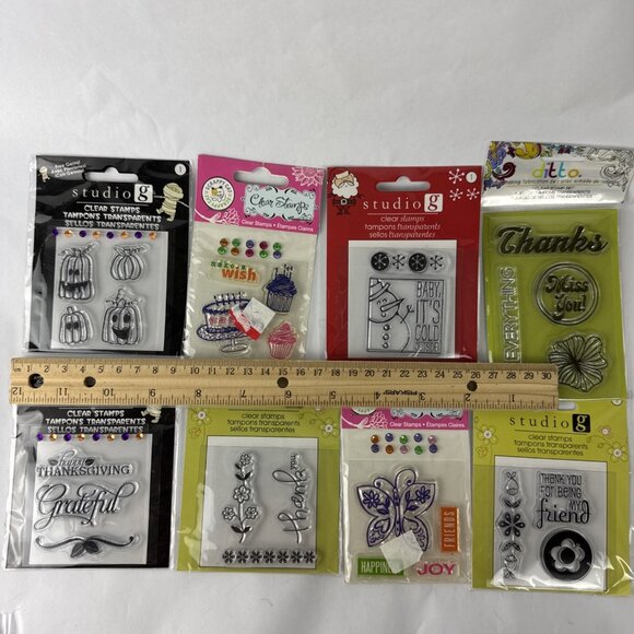 (8) Lot of Clear Stamps scrapbooking cards journal holidays NEW 27 stamps total - Picture 5 of 14